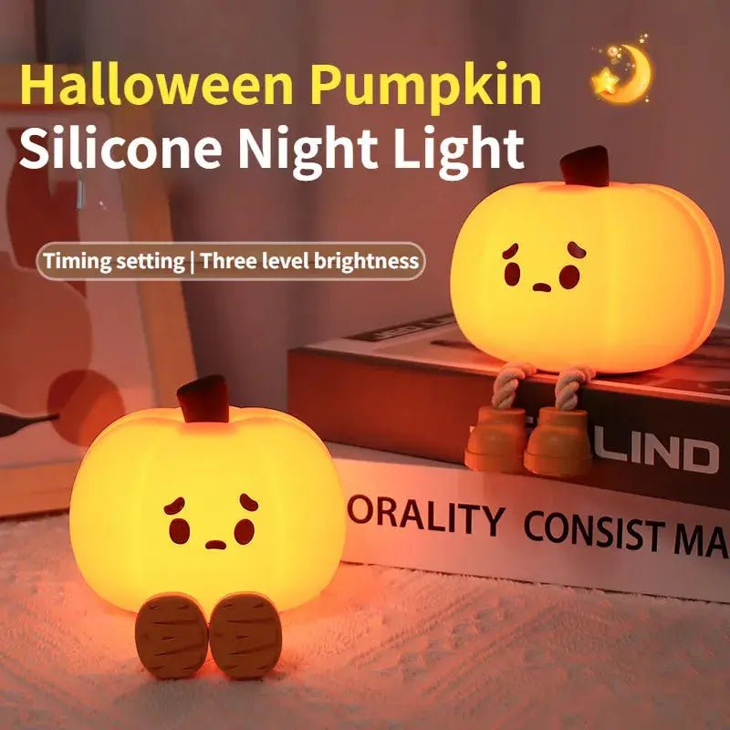 Home Decor Halloween Pumpkin Night Light Cute Soft Silicone Lamp Touch Dimmable Rechargeable Bedside Decor Light Kids Gifts Halloween Decorations - Smile PumpkinHome Decor Halloween Pumpkin Night Light Cute Soft Silicone Lamp Touch Dimmable Rechargeable Bedside Decor Light Kids Gifts Halloween Decorations